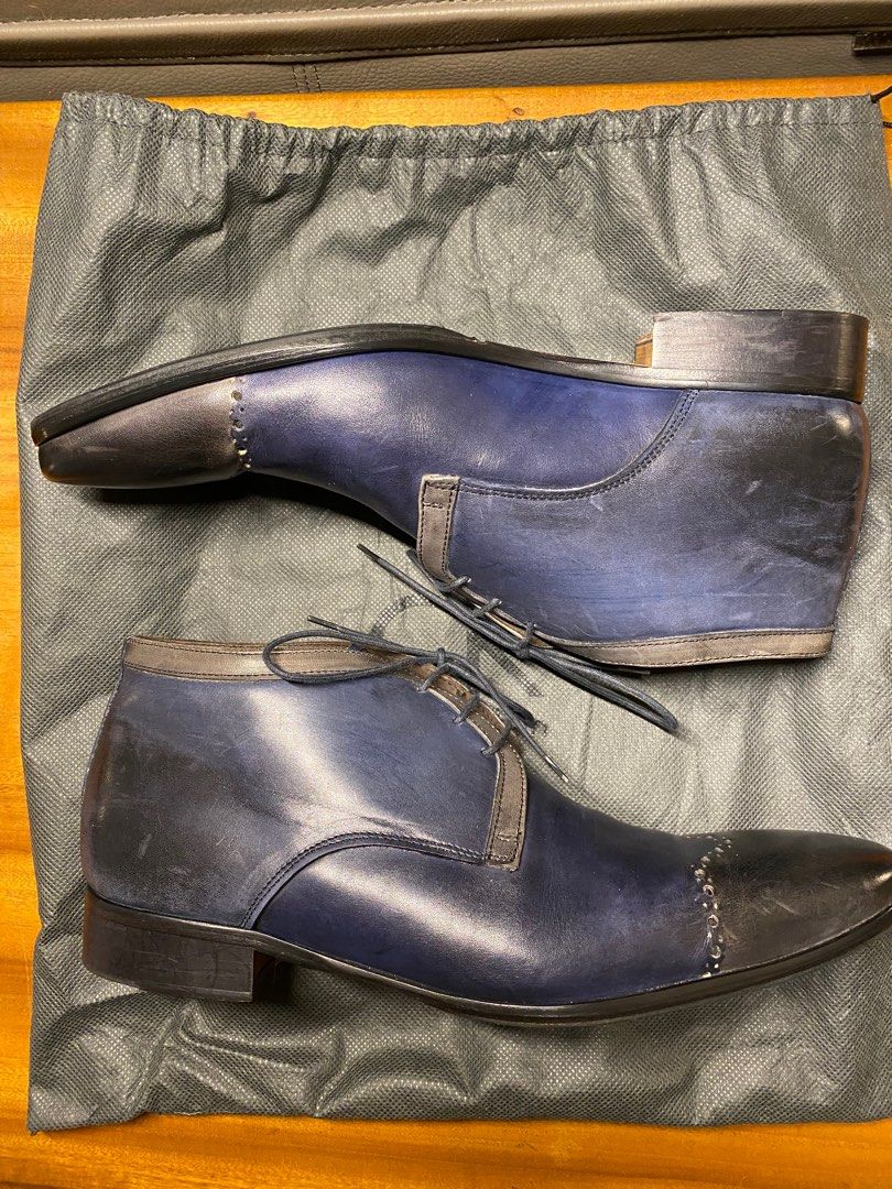 Pre owned 3 4 cut genuine leather lace up boots Made in Italy