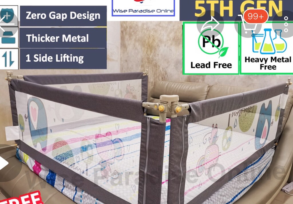 Queen size bed rail, Babies & Kids, Baby Nursery & Kids Furniture, Cots & Cribs on Carousell