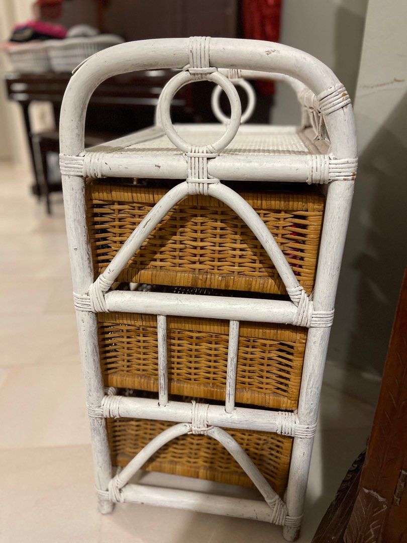Rattan storage drawers, Furniture & Home Living, Furniture, Shelves