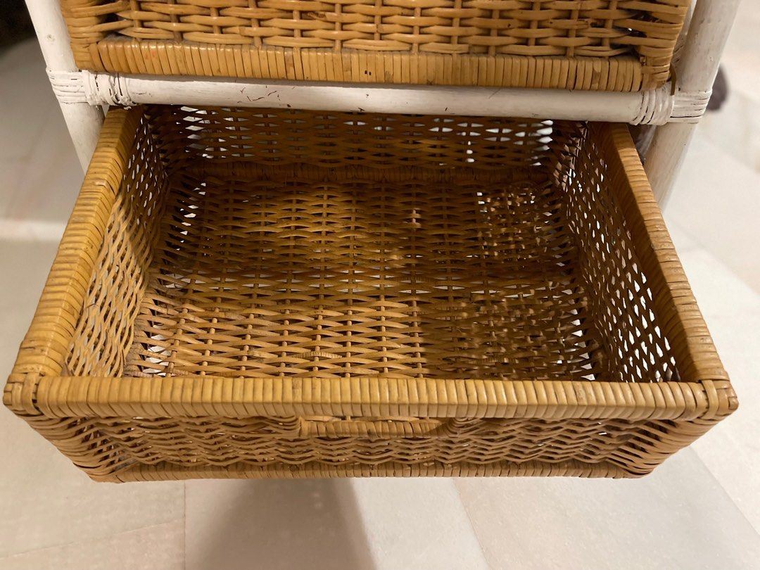 Rattan storage drawers, Furniture & Home Living, Furniture, Shelves