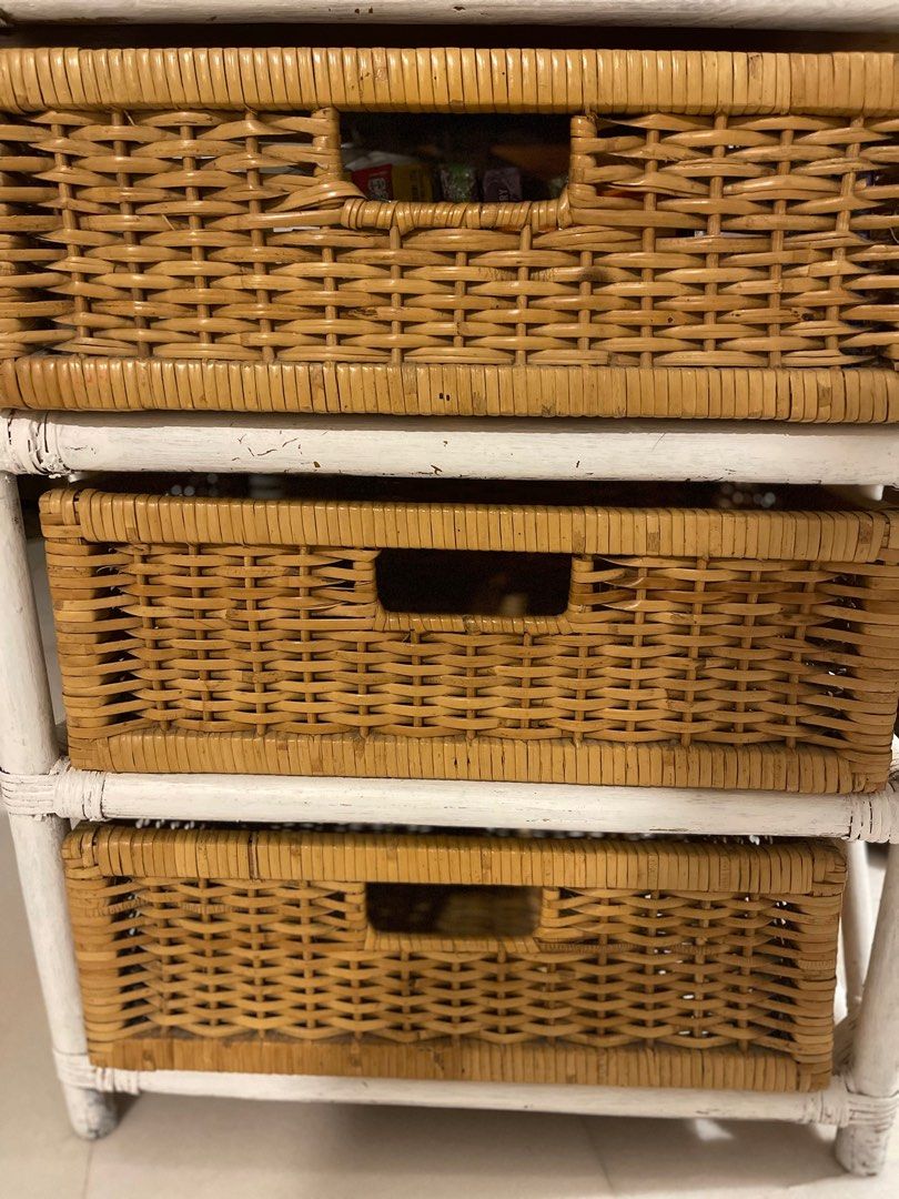 Rattan storage drawers, Furniture & Home Living, Furniture, Shelves