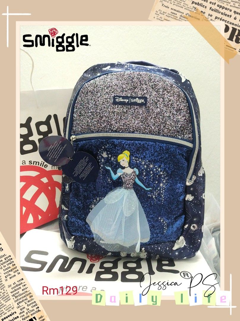 Ready stock Original Smiggle Cinderella backpack kids school bag