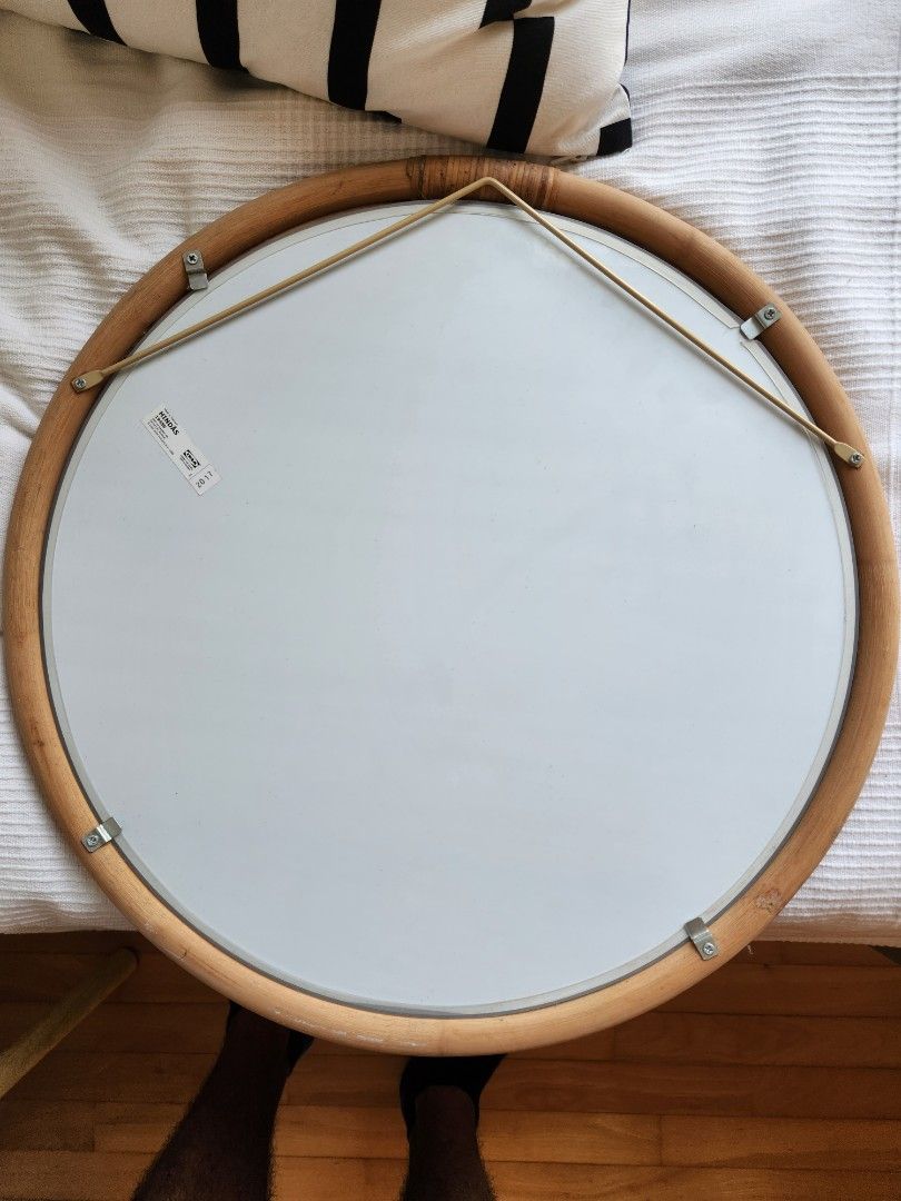 Round rattan mirror beautiful piece ikea hindas, Furniture & Home Living, Furniture, Other