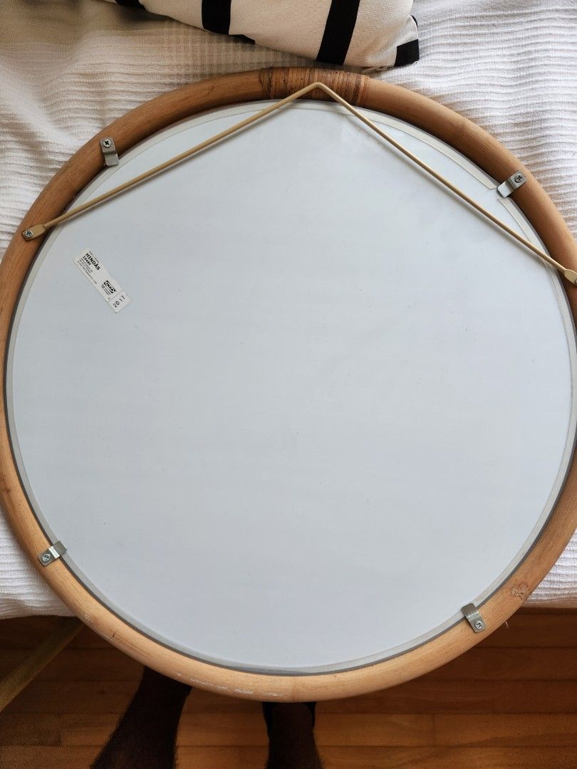 Round rattan mirror beautiful piece ikea hindas, Furniture & Home Living, Furniture, Other
