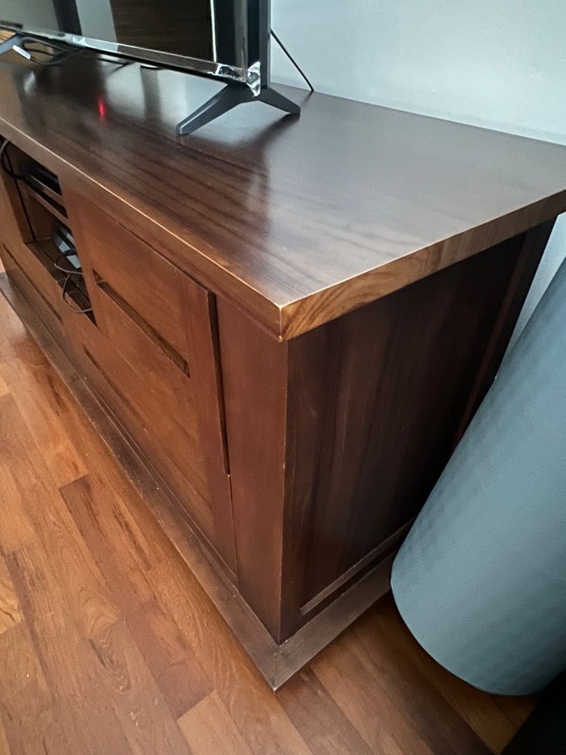 Solid teak custom made tv console. Beautiful piece., Furniture & Home ...