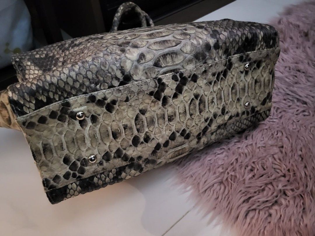 Super Rare Exotic Anaconda Skin Bag with Tassel Marble Effect Genuine