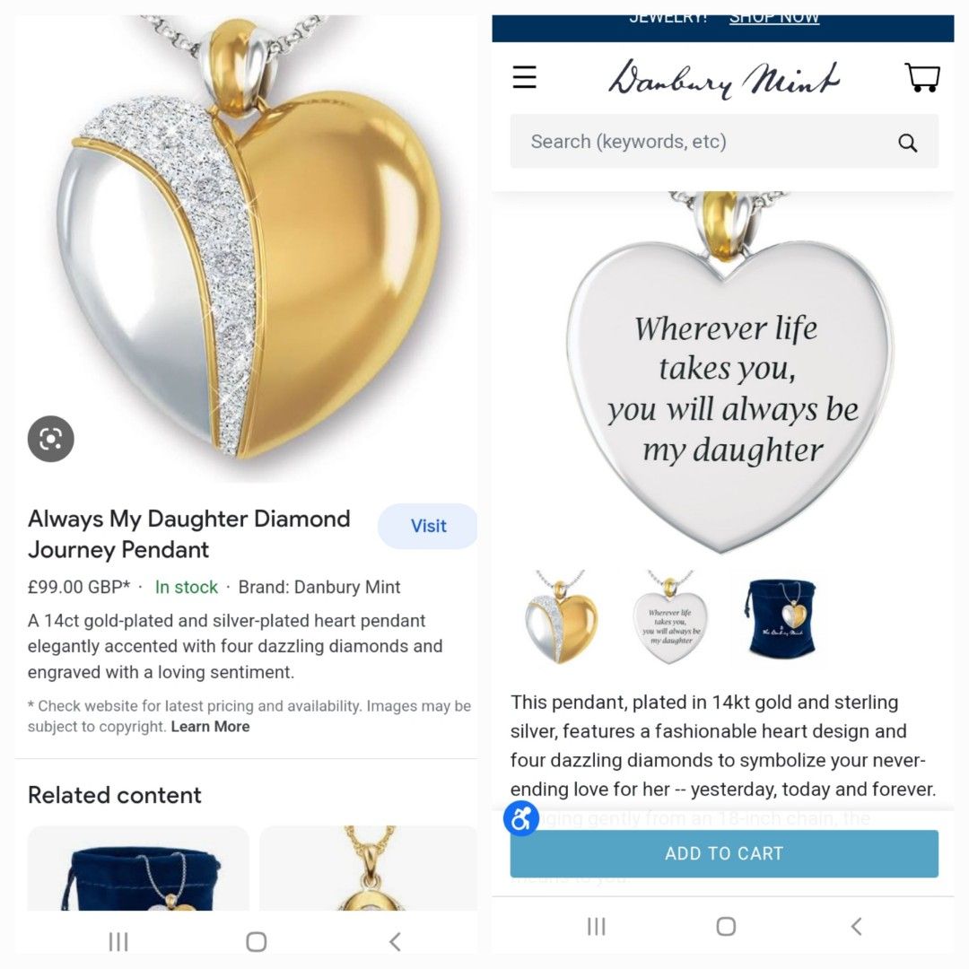 Danbury mint top daughter necklace