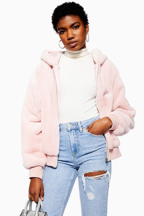 Faux fur zip up jacket topshop hotsell