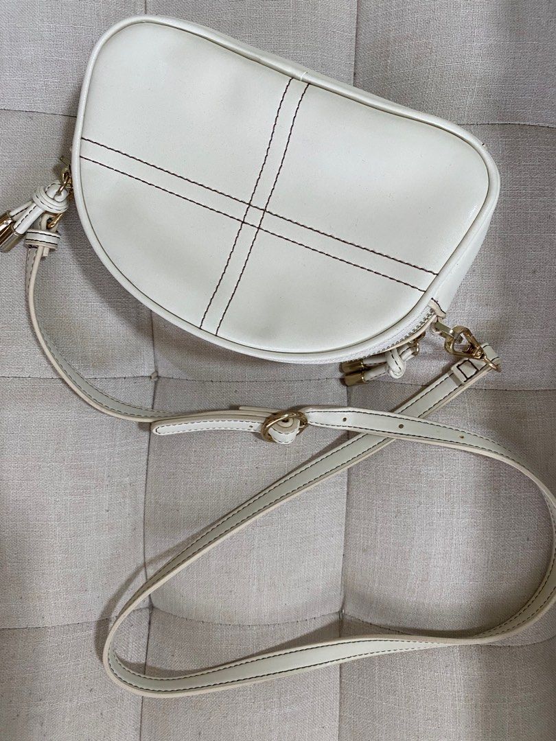 TOPSHOP white cream double zip crossbody bag