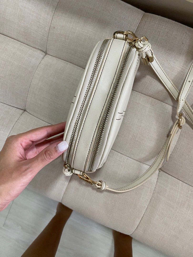 TOPSHOP white cream double zip crossbody bag