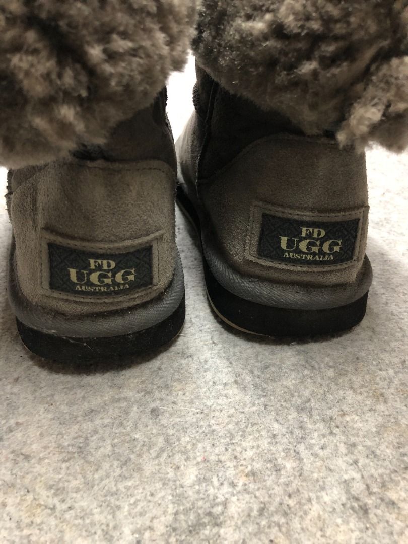 UGG FD BOOTS AUSTRALIA Bailey Boots Grey Size 8 Shipskin Fleece Lined