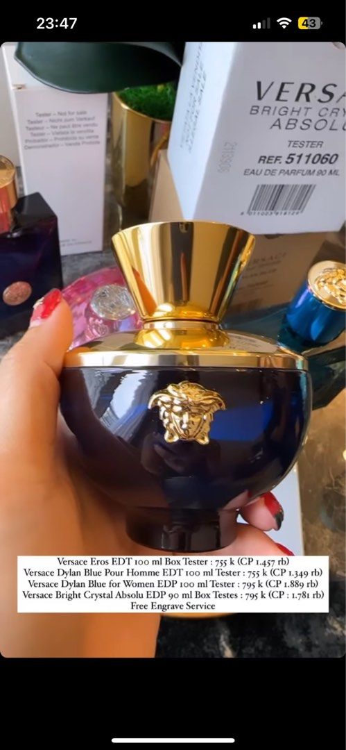 versace dylan blue for woman 100ml - bukan saff co jo malone maison ...