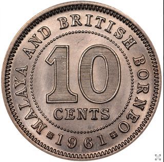 [VERY RARE] QUEEN ELIZABETH SECOND MALAYA & BRITISH BORNEO 10 CENTS 1948 Coin
