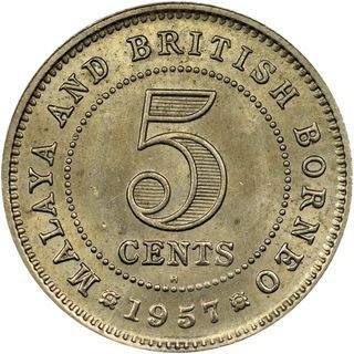 [VERY RARE] QUEEN ELIZABETH SECOND MALAYA & BRITISH BORNEO 5 CENTS 1961 Coin