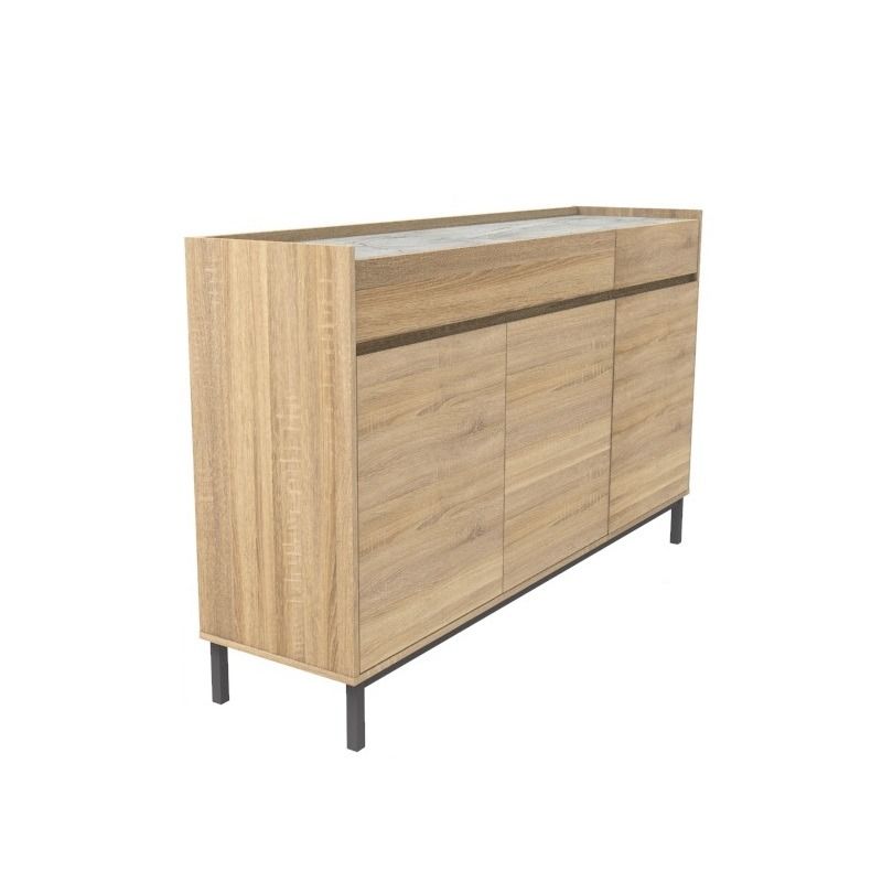 VHIVE Manhattan 1.6m Sideboard Oak Sierra Marble Laminate Storage