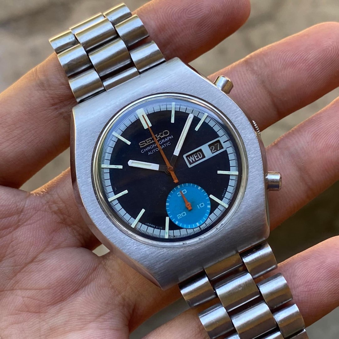 Vintage Seiko 6139 8020 Day And Date Chronograph Watch Men s