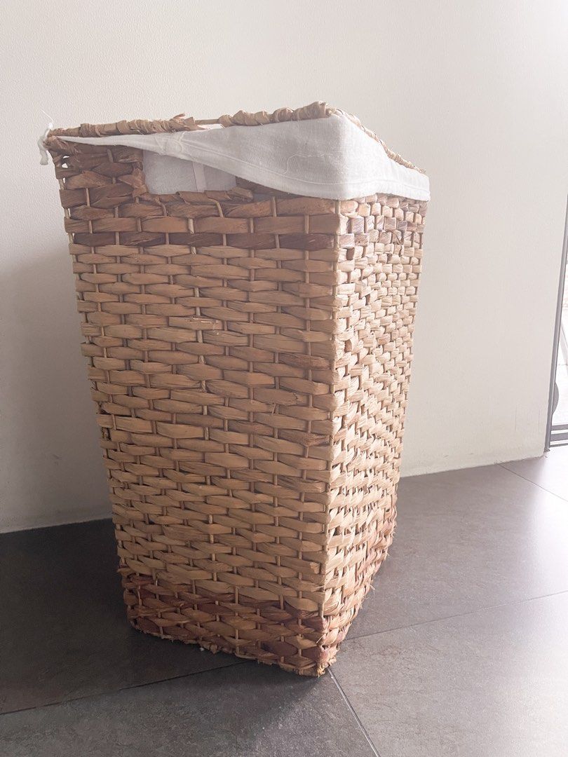 Woven Hamper with flap top, Furniture & Home Living, Home Improvement