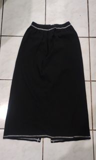 y2k grunge contrast stitch long skirt