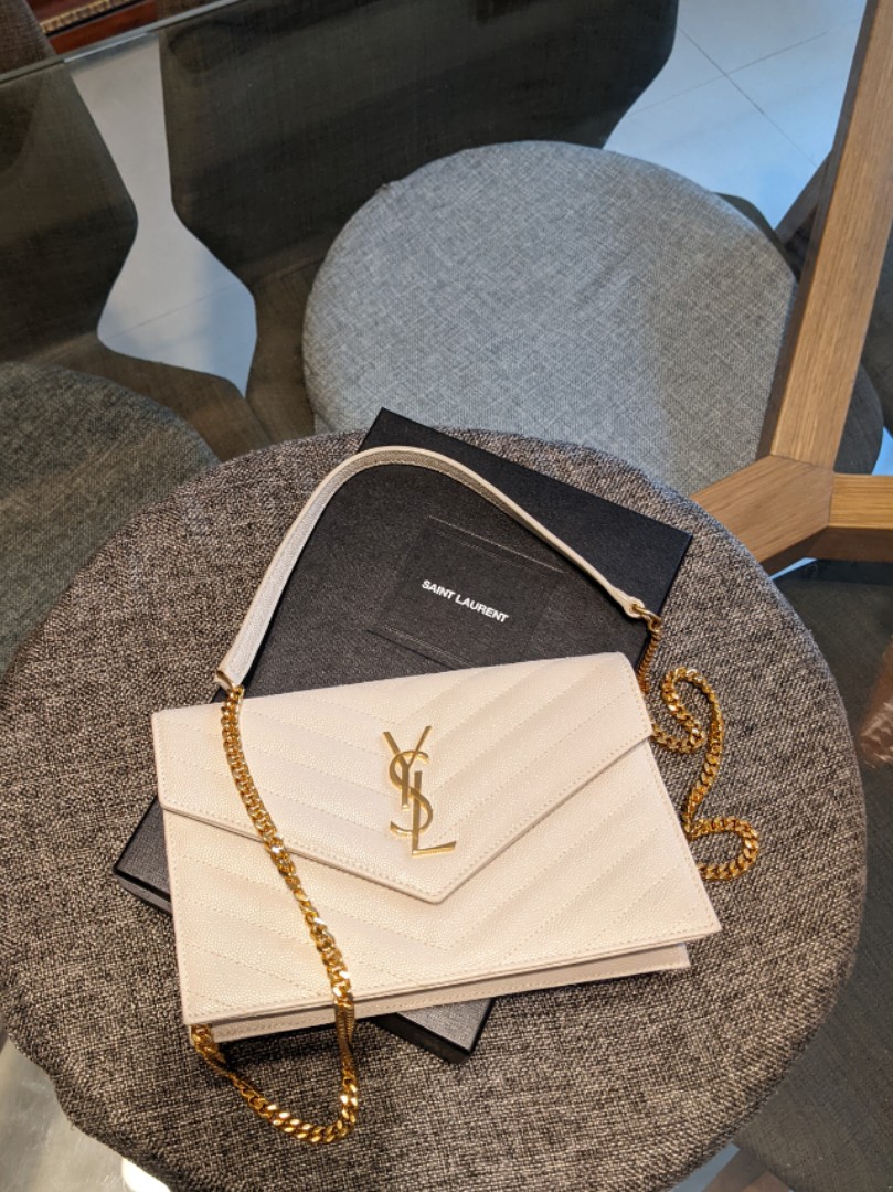 Ysl Envelope Chain Wallet Crema Soft