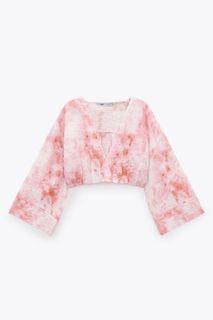 Zara crop outer tie dye pink