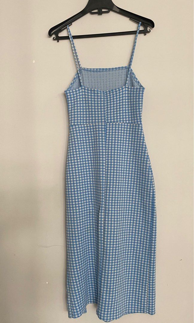 Zara Gingham Blue Dress with Slit, Women's Fashion, Dresses & Sets, Dresses  on Carousell