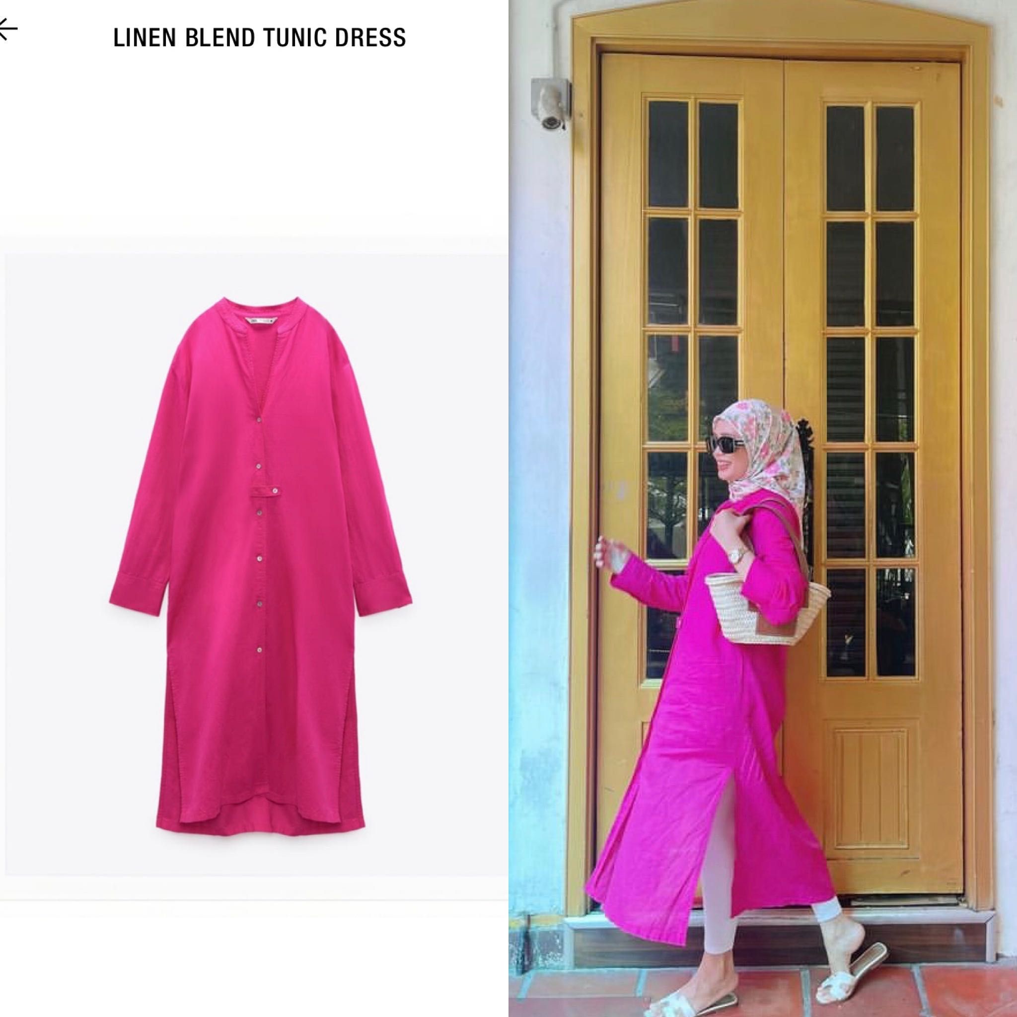 Linen blend tunic dress sales