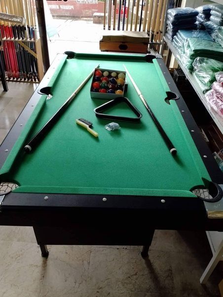 3x6ft imported foldable billiard table with complete set of accessories (Category: Billiards and Bowling) located in San Pablo. Submitted by abw4reyes (Listing ID 1207896698, Image 3). Description: 3x6ft imported foldable billiard table specs metal leg foldable imported mdf bedding brand new Inclusions -2 billiard cue stick -1 set 2inch billiard ball set -1 plastic triangle -1 brush - 2 billiard chalk for more info you can direct message me or ca