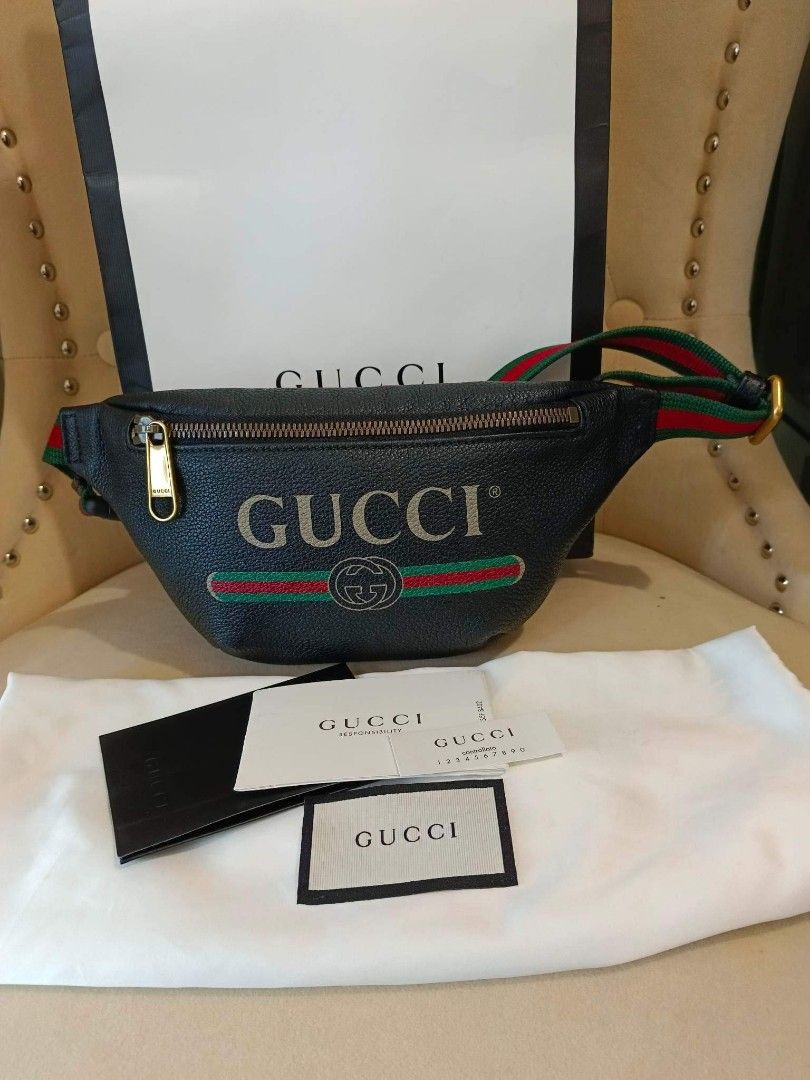 Gucci Print Belt Bag Vintage Logo Medium (20 IN Strap Drop) Black