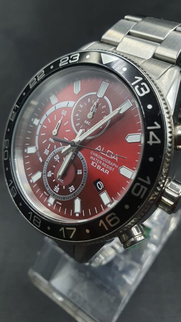 Alba VD57 X194 Active Chronograph Red Dial Stainless Steel Case