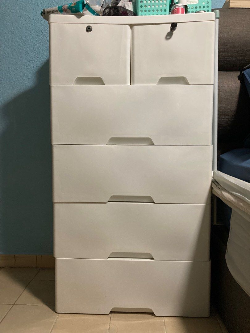 All White Plastic Drawer, Furniture & Home Living, Furniture, Shelves