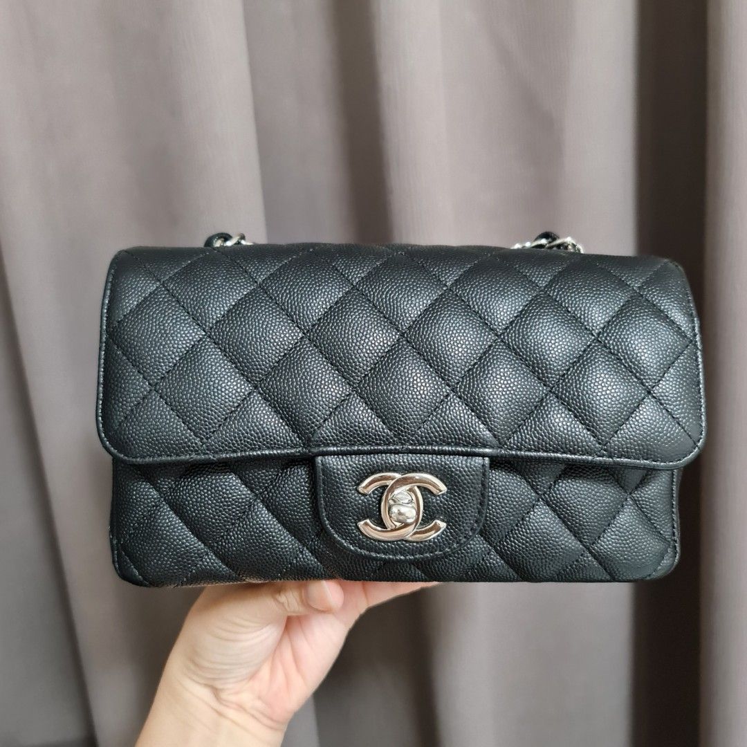 Chanel black caviar rectangular mini clearance