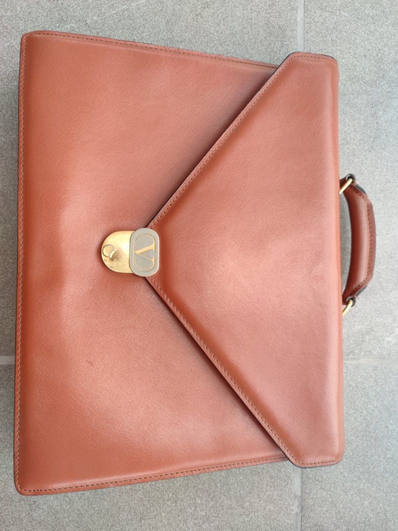 Authentic Valentino garavani leather briefcase, Men's Fashion, Bags