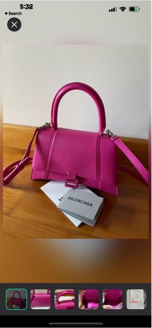 Balenciaga Mini Hourglass Top Handle Bag in Neon Pink