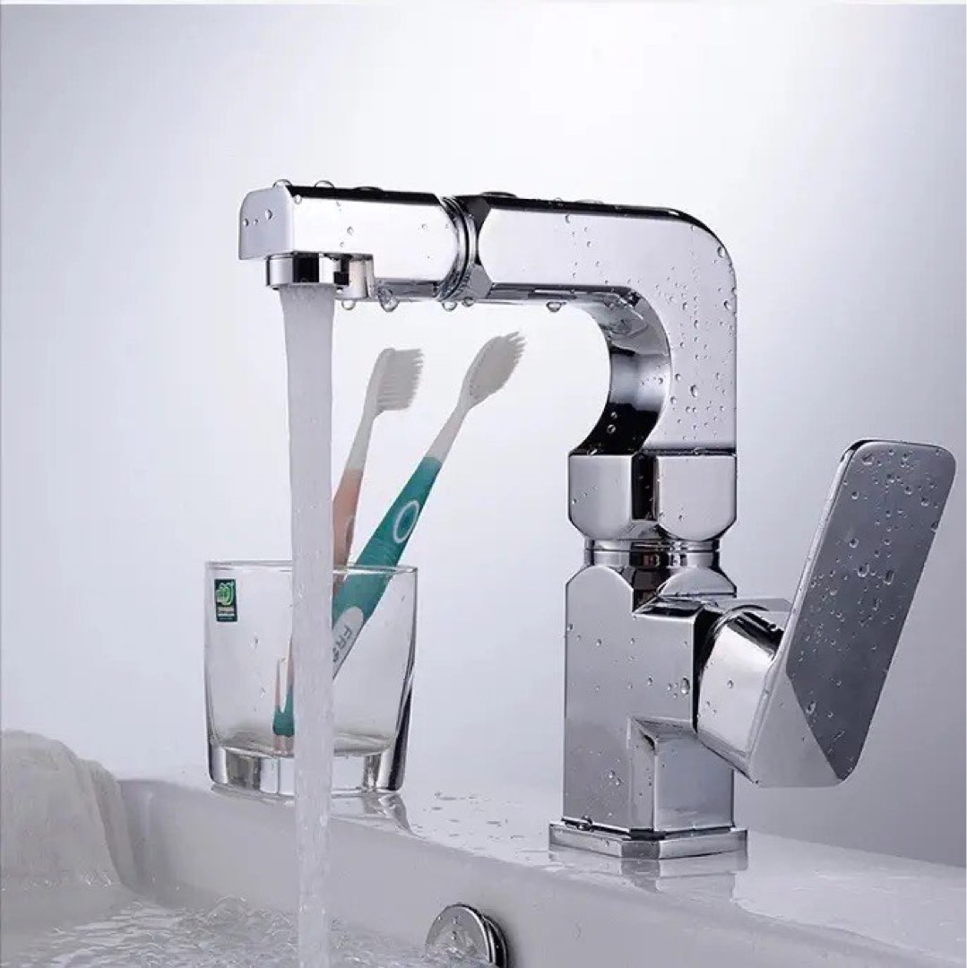 Luxury Bathroom Basin Silver Chrome Water Tap Faucet Elegant Stainless Steel Hot And Cold