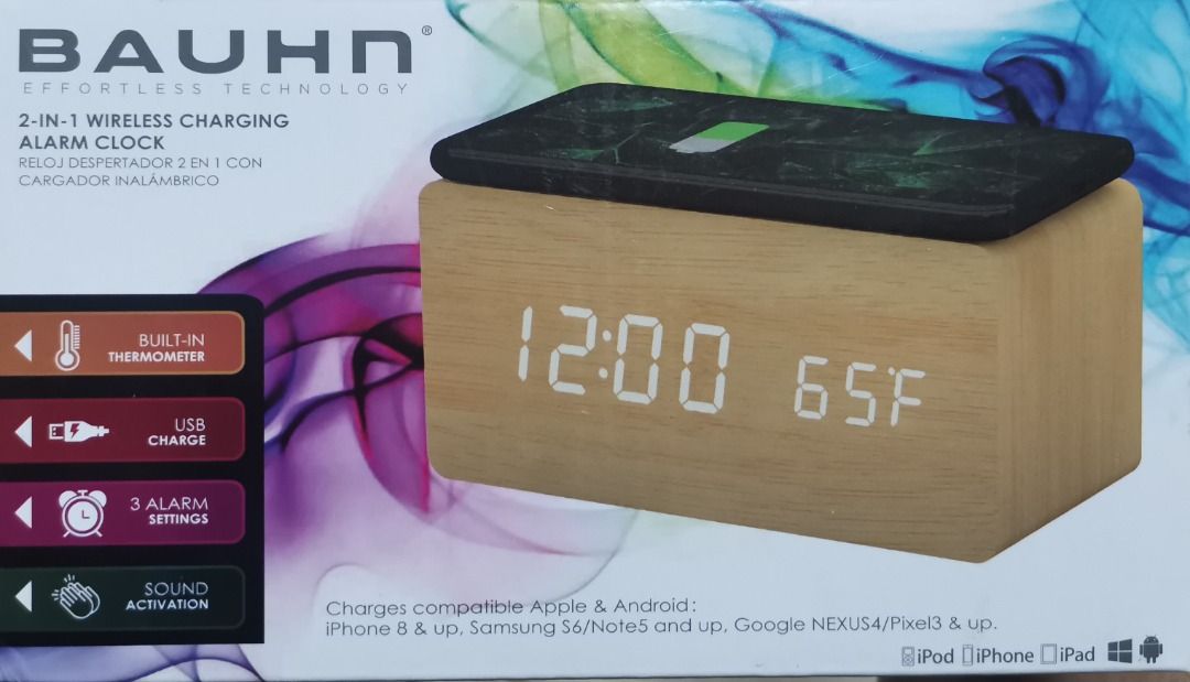 BAUHN 2 in 1 wireless chargong alarm clock, Mobile Phones & Gadgets