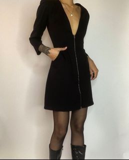 Black front zip Dress