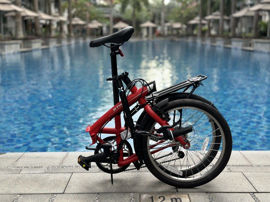 Btwin Folding bike Tilt 120 Red (1 month old), Sports Equipment