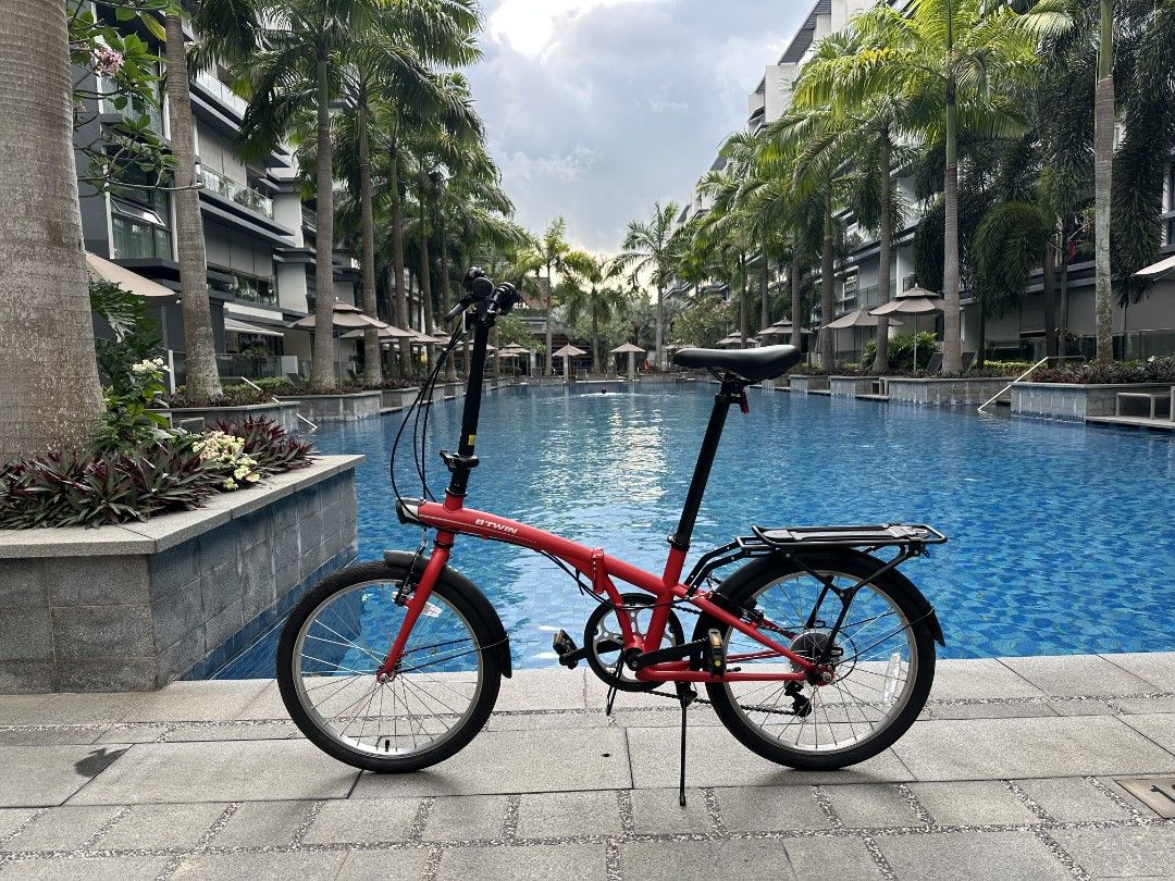 Btwin Folding bike Tilt 120 Red (1 month old), Sports Equipment