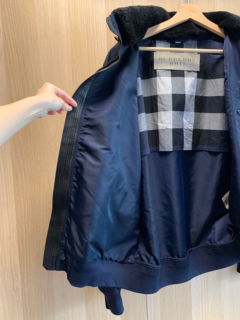 BURBERRY BRIT Men Navy Bomber Jacket XL
