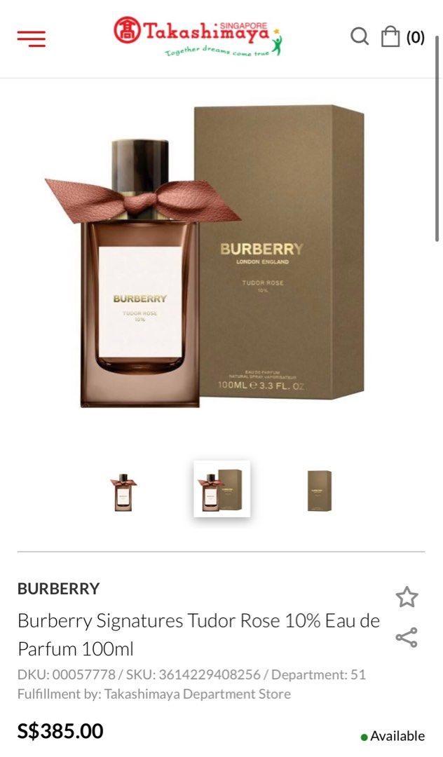 Burberry Signatures Tudor Rose EDP (100ml), Beauty & Personal Care,  Fragrance & Deodorants on Carousell