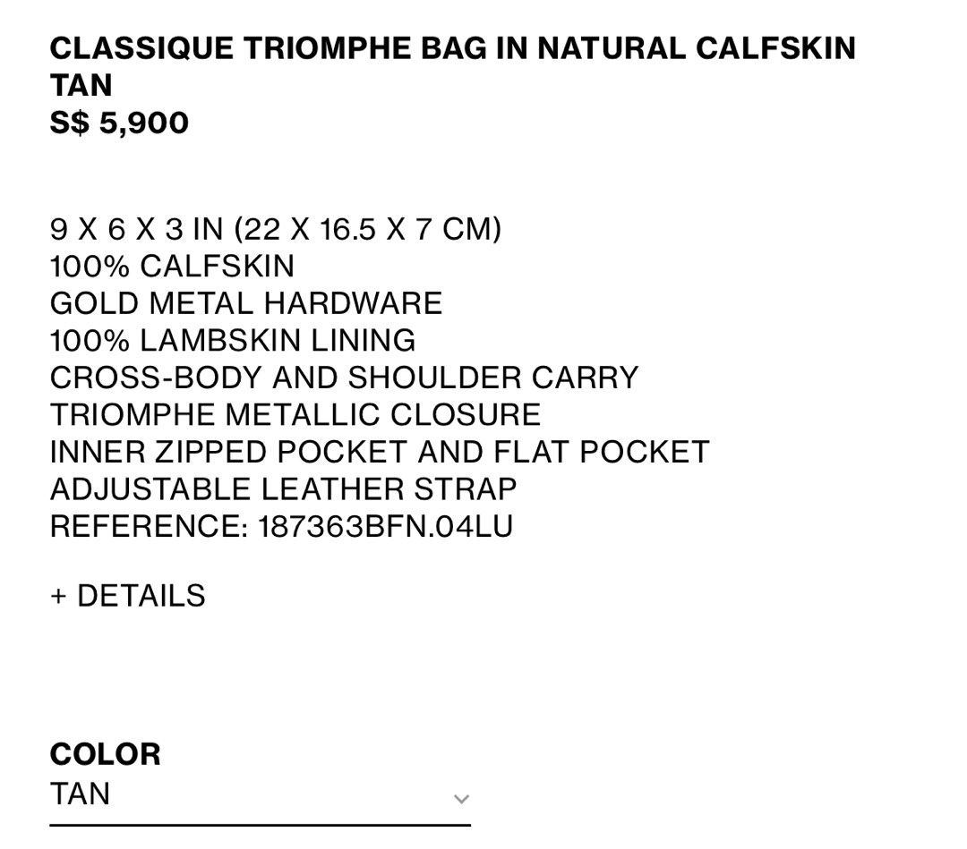 CLASSIQUE TRIOMPHE BAG IN NATURAL CALFSKIN - TAN