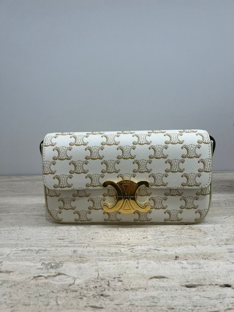 triomphe shoulder bag in triomphe canvas and calfskin