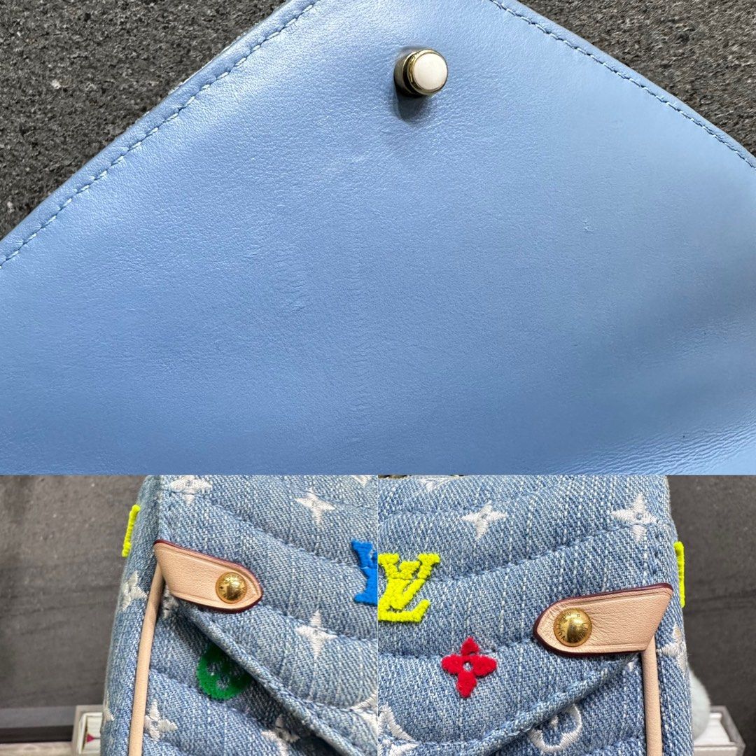 Louis+Vuitton+New+Wave+Chain+Crossbody+Blue+Denim+Embroidered for