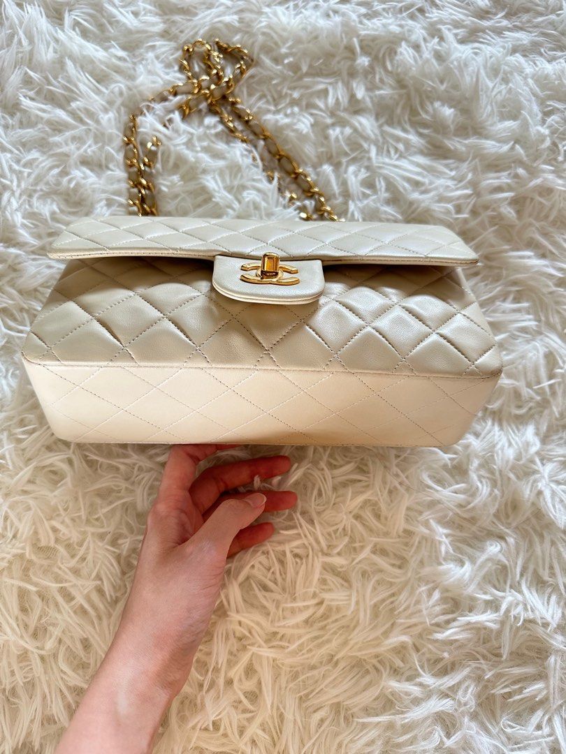 Chanel Small Classic Flap in cream/ivory Beige 24k GHW, Luxury, Bags &  Wallets on Carousell