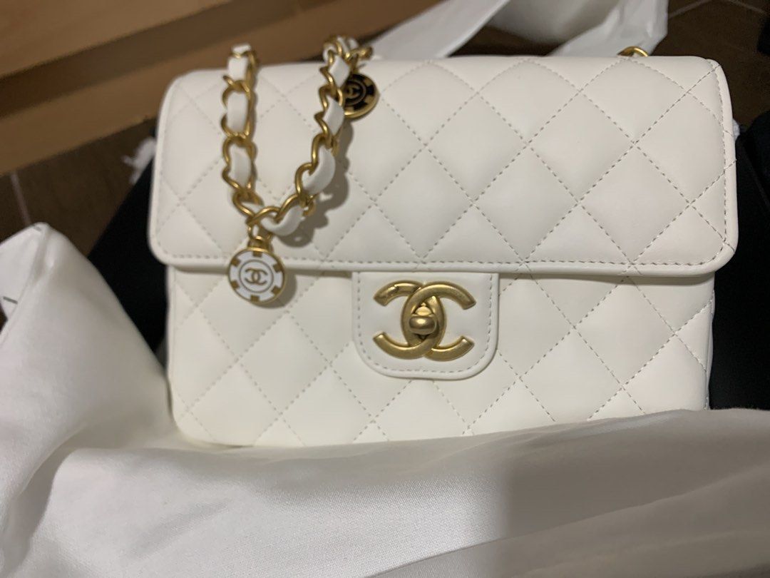 Chanel White Caviar Mini Poker Vanity Bag  Jadore Couture