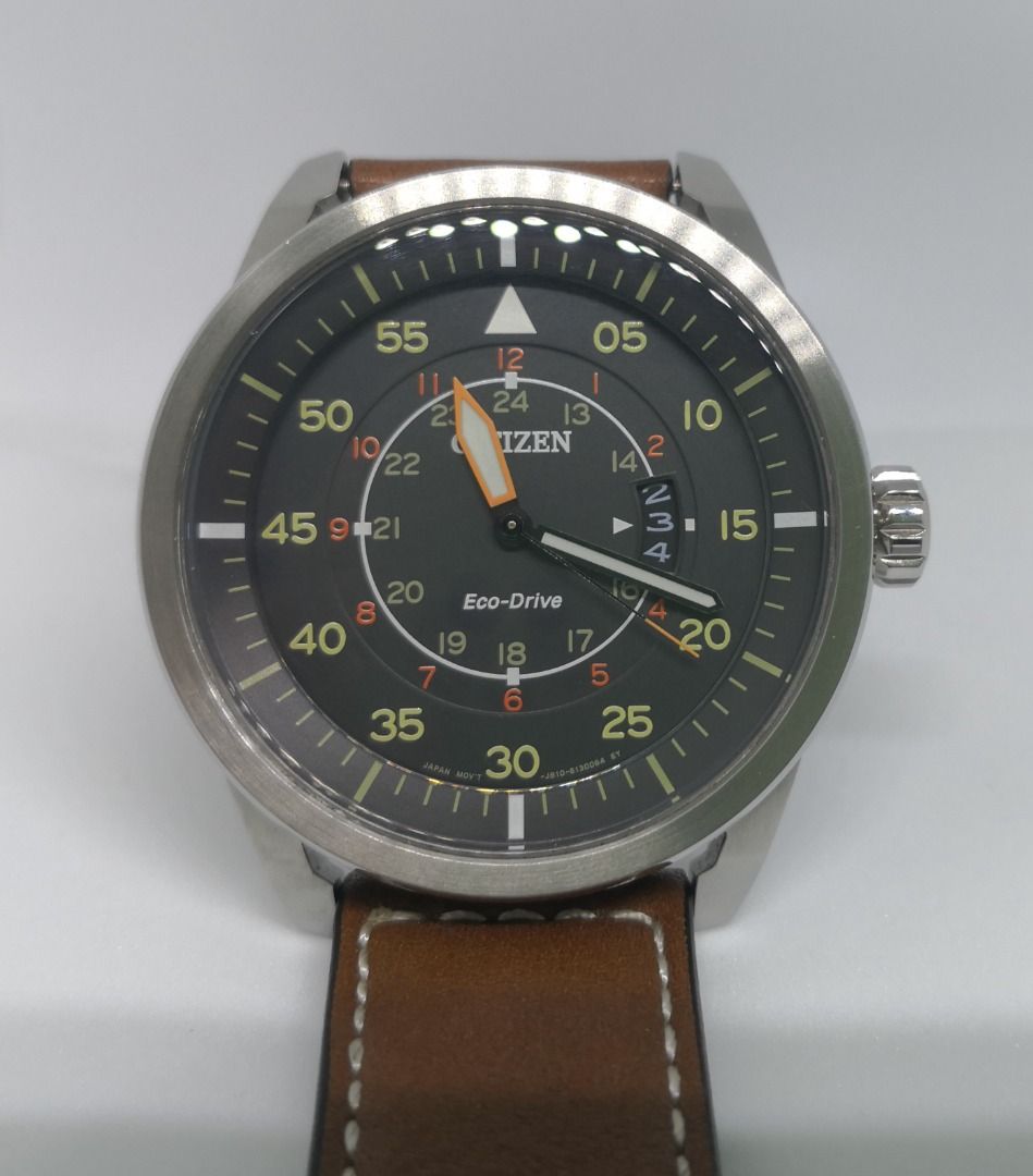 Orologio Citizen Aviator Eco-Drive AW1360-12H Uomo - Cassa In Acciaio 45mm, Cinturino In Pelle, Movimento A Carica Luce, 10 Bar