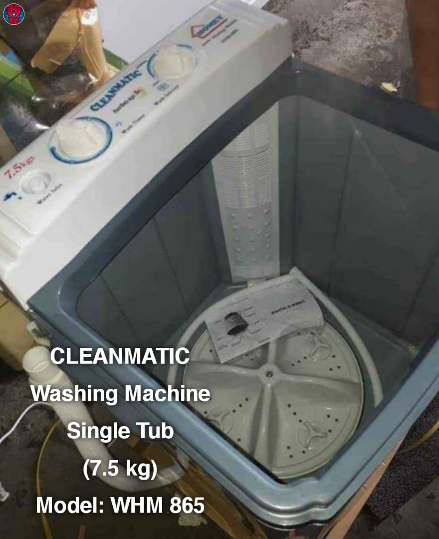 CLEANMATIC Single Tub Washing Machine (7.5 kg) Model WHM 865, TV