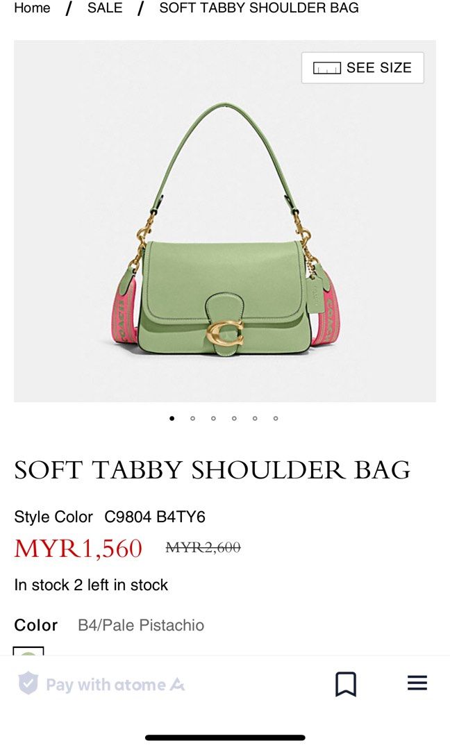 COACH SOFT TABBY BAG PISTACHIO COLOUR, Women's Fashion, Bags & Wallets,  Cross-body Bags on Carousell