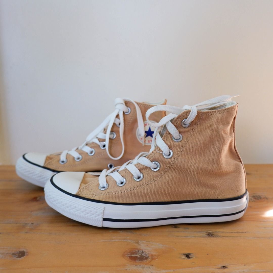 Tan converse sales high tops