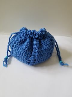 Crochet Round Base Drawstring Pouch